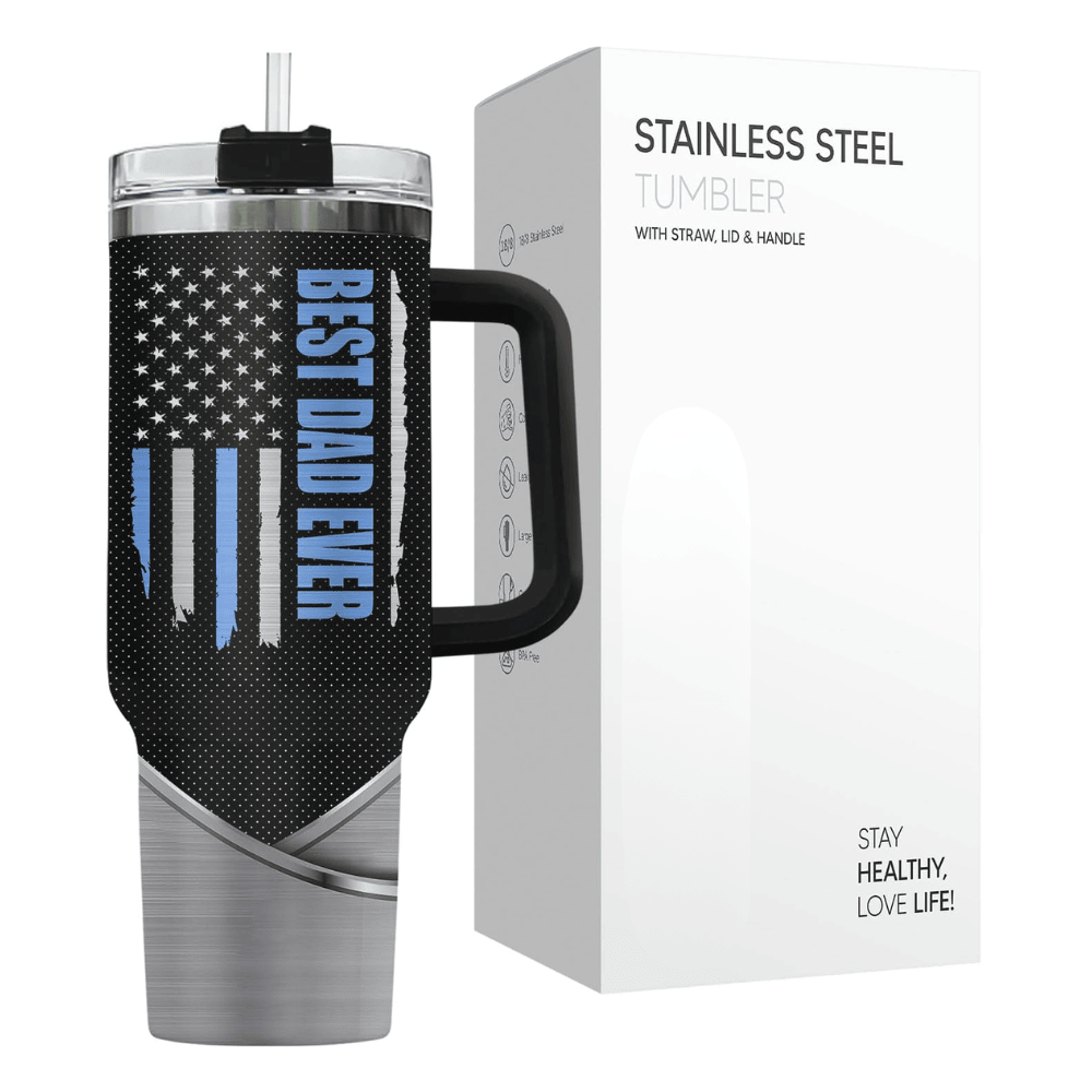 40oz Funny "At Least You Don't Have Ugly Children" Tumbler with Handle | Best Dad Ever Travel Mug