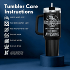 40oz Daddysaurus Tumbler with Handle | Funny Dinosaur Dad Travel Mug