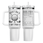 40oz "Best Dad By Par" Golf Tumbler with Handle | Stainless Steel Golfer Dad Travel Mug