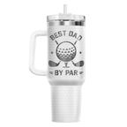 40oz "Best Dad By Par" Golf Tumbler with Handle | Stainless Steel Golfer Dad Travel Mug