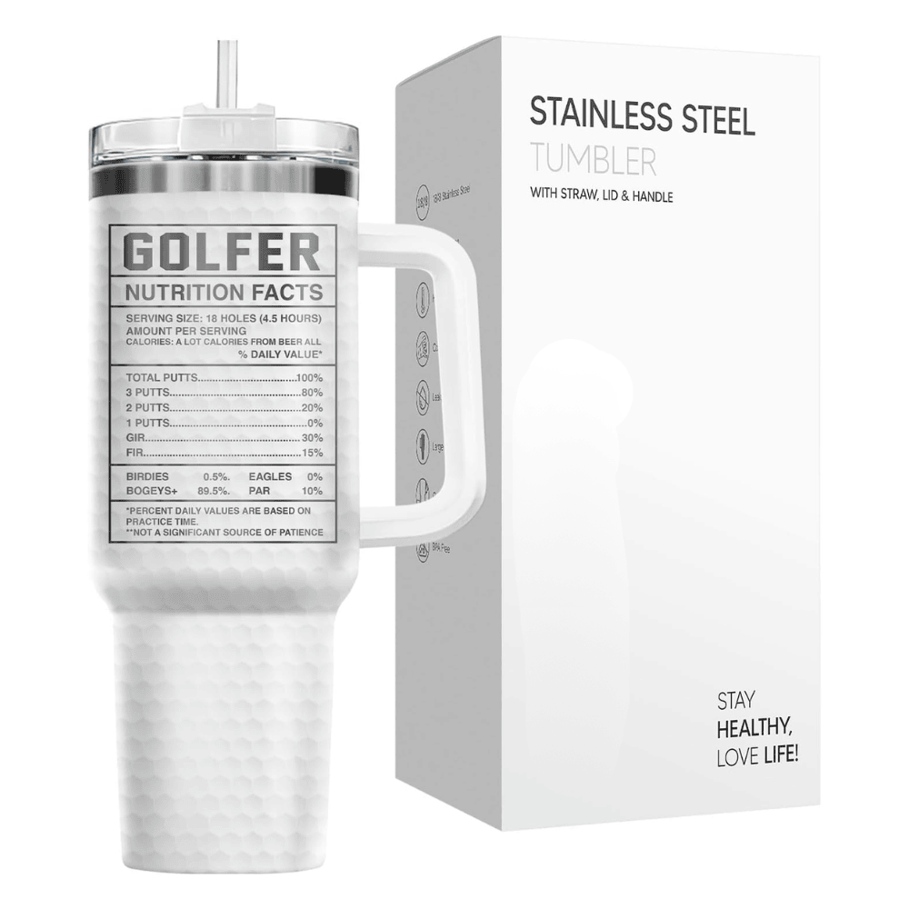 40oz "Best Dad By Par" Golf Tumbler with Handle | Stainless Steel Golfer Dad Travel Mug