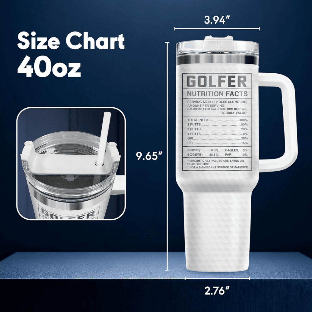 40oz "Best Dad By Par" Golf Tumbler with Handle | Stainless Steel Golfer Dad Travel Mug