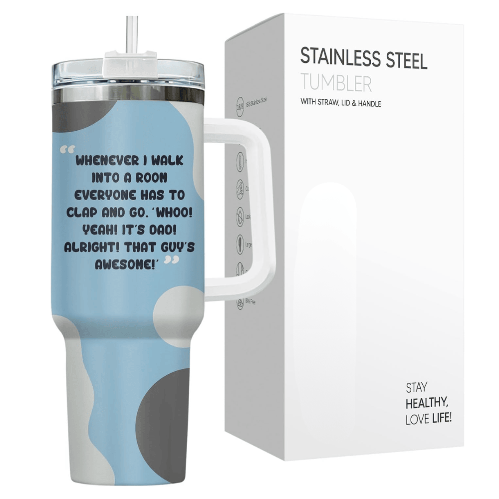 40oz Funny "It's Dad" Tumbler with Handle | Gamer Dad Travel Mug