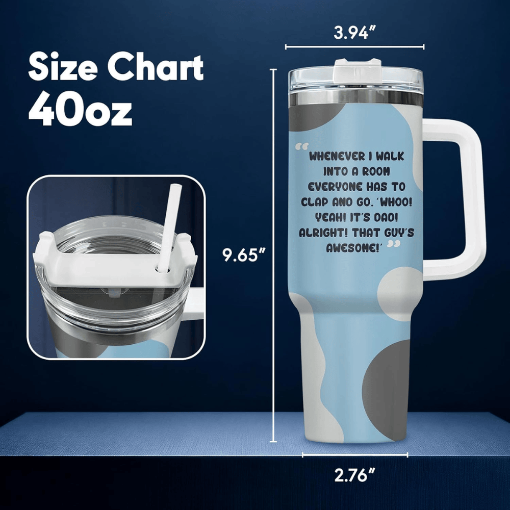 40oz Funny "It's Dad" Tumbler with Handle | Gamer Dad Travel Mug