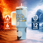 40oz Funny "It's Dad" Tumbler with Handle | Gamer Dad Travel Mug