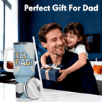 40oz Funny "It's Dad" Tumbler with Handle | Gamer Dad Travel Mug
