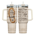 40oz "Bonus Dad" Wood Grain Tumbler with Handle | Stepdad Travel Mug