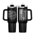 40oz Funny "Surviving Fatherhood" Tumbler with Handle | Beer Dad Travel Mug