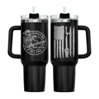 40oz Funny "Surviving Fatherhood" Tumbler with Handle | Beer Dad Travel Mug