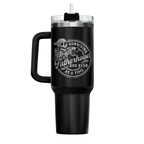 40oz Funny "Surviving Fatherhood" Tumbler with Handle | Beer Dad Travel Mug