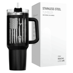 40oz Funny "Surviving Fatherhood" Tumbler with Handle | Beer Dad Travel Mug