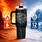 40oz Funny "Surviving Fatherhood" Tumbler with Handle | Beer Dad Travel Mug