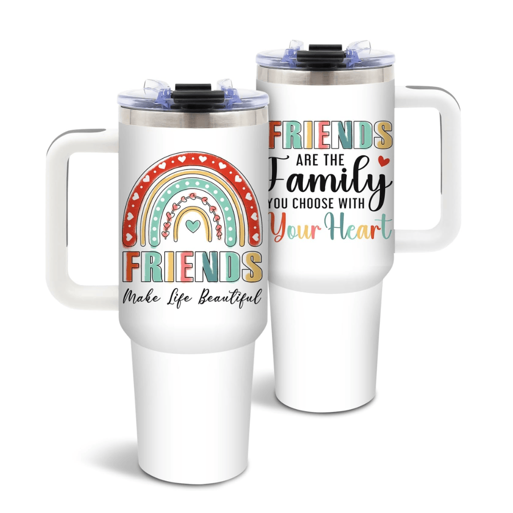 Rainbow "Friends Make Life Beautiful" 40oz Tumbler | Bestie Friendship Travel Mug