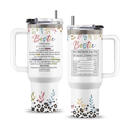 Pink "Bestie" 40oz Floral Tumbler with Handle | BFF Friendship Travel Mug