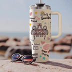 Creamy White "Soul Sisters" 40oz Tumbler with Handle | Bestie Friendship Travel Mug