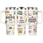 Creamy White "Soul Sisters" 40oz Tumbler with Handle | Bestie Friendship Travel Mug