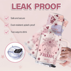 Creamy Pink "Work Bestie" 40oz Tumbler with Handle | Floral Colleague Travel Mug