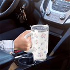 Vibrant Floral 40oz Tumbler with Handle | Stainless Steel Insulated Travel Mug