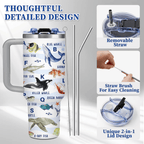 Ocean Life 40oz Tumbler with Handle | Sea Animal Lover Travel Mug