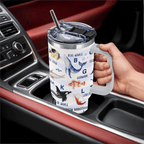 Ocean Life 40oz Tumbler with Handle | Sea Animal Lover Travel Mug