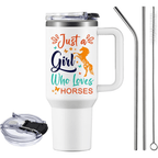 "Horses Keep Me Stable" 40oz Tumbler with Handle | Horse Lover Travel Mug
