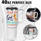 "Horses Keep Me Stable" 40oz Tumbler with Handle | Horse Lover Travel Mug