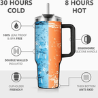 "Gamer Nutrition Facts" 40oz Tumbler with Handle | Retro Arcade Gaming Travel Mug