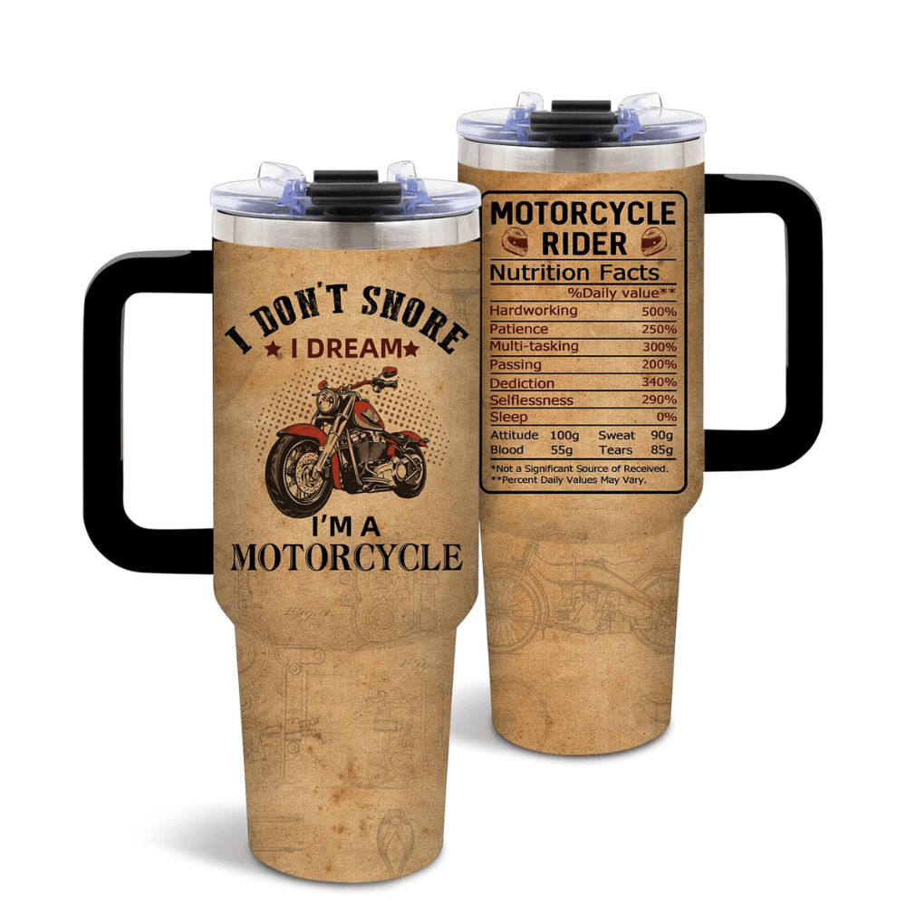 "Retro Biker" 40oz Tumbler with Handle | Vintage Motorcycle Gift for Riders