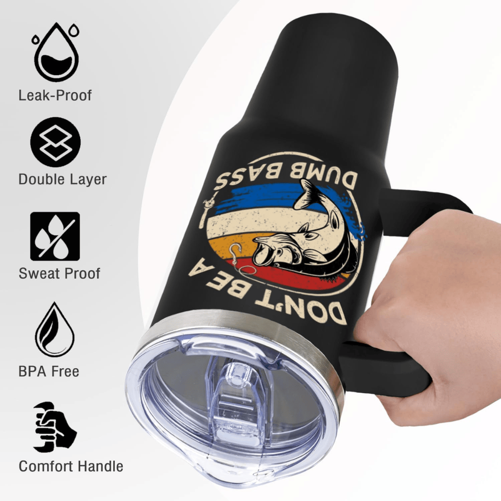 Funny "Dumb Bass" 40oz Fishing Tumbler | Patriotic Fisherman Travel Mug