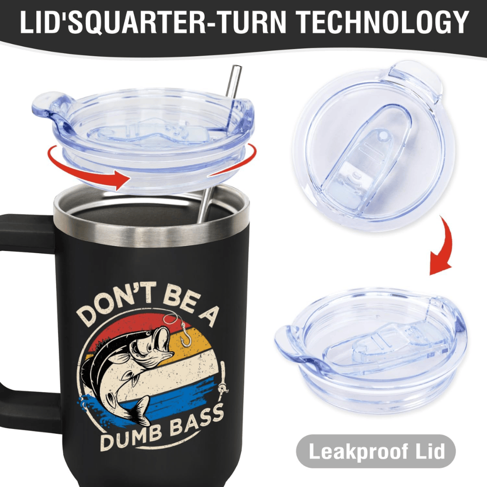 Funny "Dumb Bass" 40oz Fishing Tumbler | Patriotic Fisherman Travel Mug