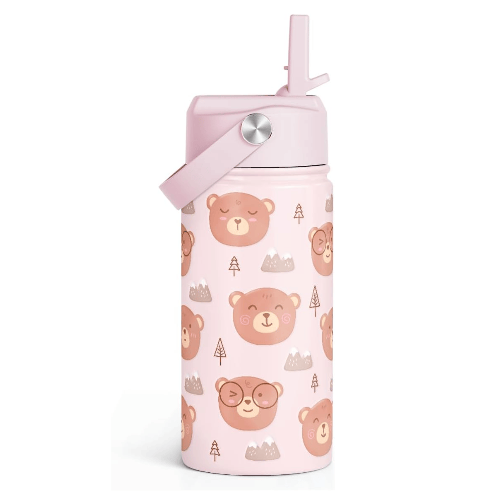 "Cute Bear" 12oz Kids Water Bottle | Insulated Stainless Steel School Tumbler