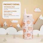 "Cute Bear" 12oz Kids Water Bottle | Insulated Stainless Steel School Tumbler