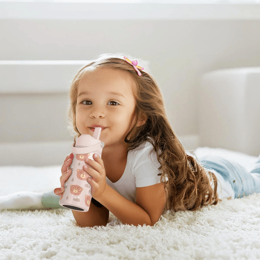"Cute Bear" 12oz Kids Water Bottle | Insulated Stainless Steel School Tumbler