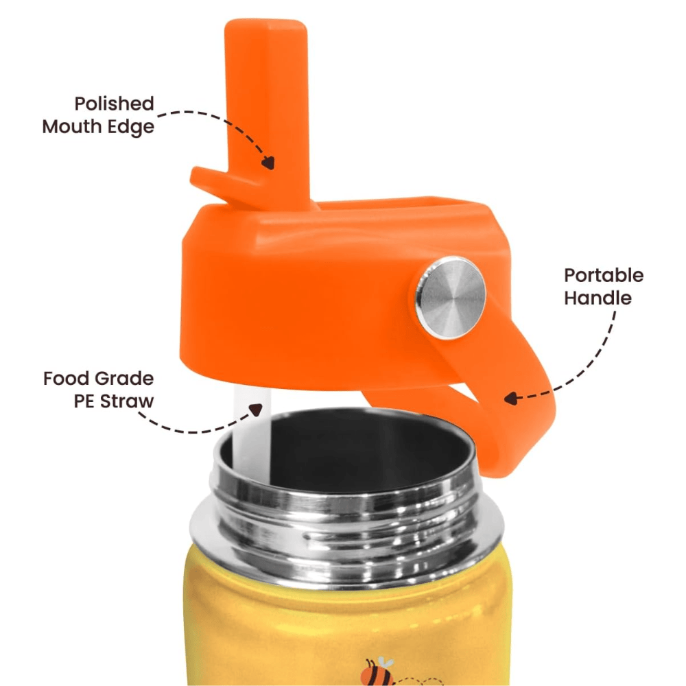 "Playful Bears" 12oz Kids Water Bottle | Pink Insulated Stainless Steel School Tumbler