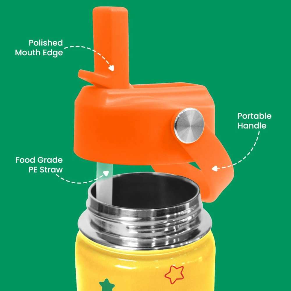 "Dino-Mite" 12oz Kids Water Bottle | Blue Dinosaur School Travel Cup